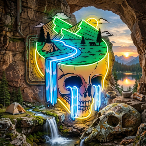 Mountain View Skull LED Neon Sign Light Pop Art