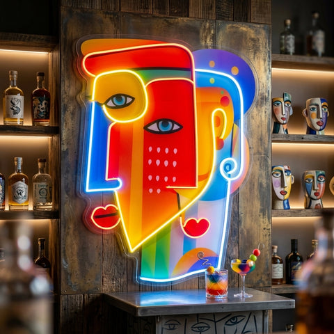 Two Colorful Women Portrait Abstract Art LED Neon Sign Light Pop Art