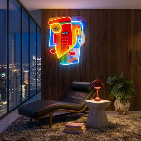 Two Colorful Women Portrait Abstract Art LED Neon Sign Light Pop Art