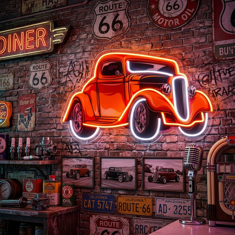 Classic Car On Colid Color LED Neon Sign Light Pop Art