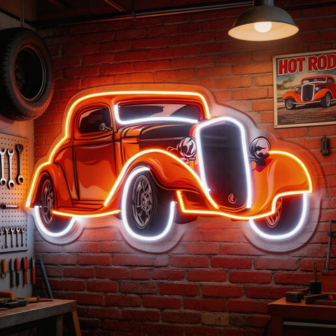 Classic Car On Colid Color LED Neon Sign Light Pop Art