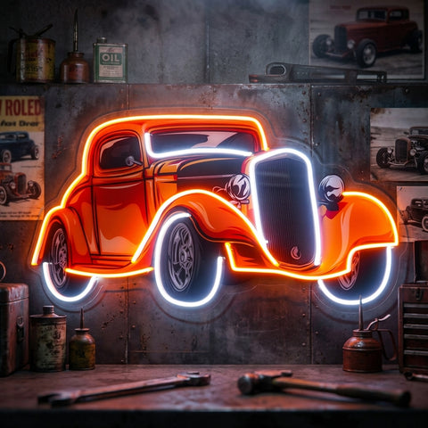 Classic Car On Colid Color LED Neon Sign Light Pop Art