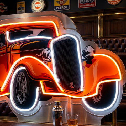 Classic Car On Colid Color LED Neon Sign Light Pop Art