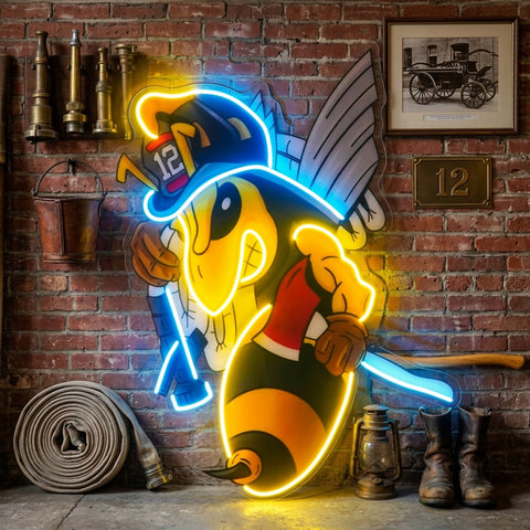Bee Firefighters LED Neon Sign Light Pop Art
