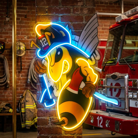 Bee Firefighters LED Neon Sign Light Pop Art