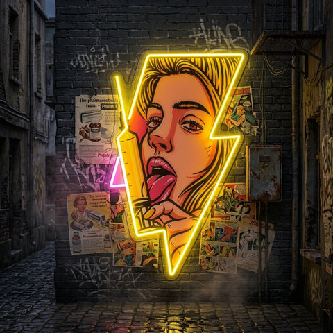 Beautiful Woman Is Holding An Injection LED Neon Sign Light Pop Art