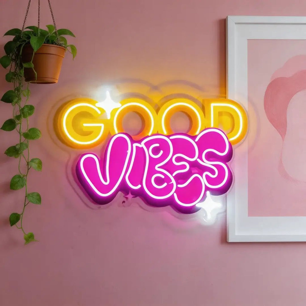 Dynamic Callipraphy GOOD VIBES LED Neon Sign Light Pop Art