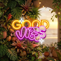 Dynamic Callipraphy GOOD VIBES LED Neon Sign Light Pop Art