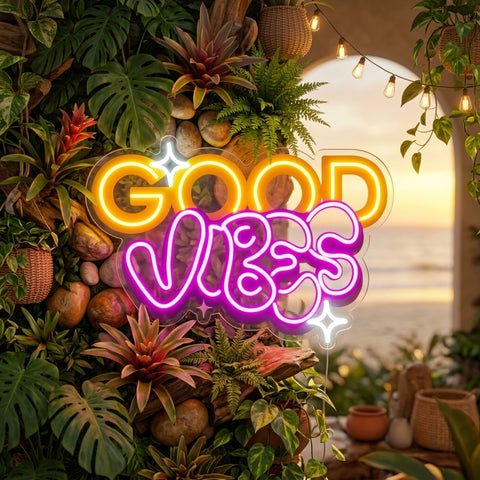 Dynamic Callipraphy GOOD VIBES LED Neon Sign Light Pop Art