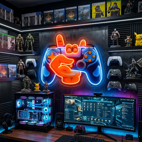 Hand Holding Game LED Neon Sign Light Pop Art