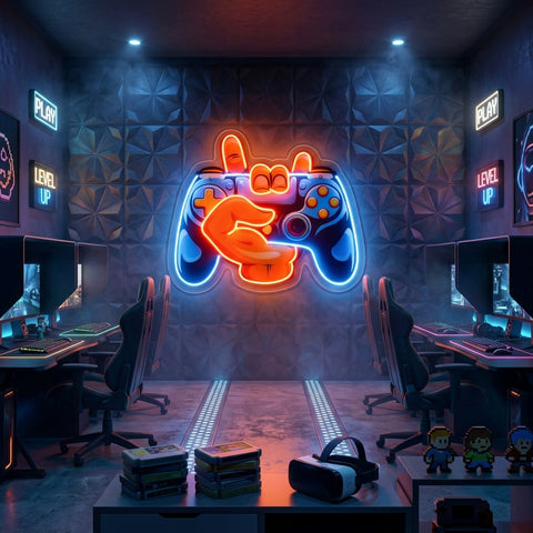 Hand Holding Game LED Neon Sign Light Pop Art