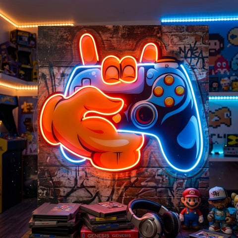 Hand Holding Game LED Neon Sign Light Pop Art