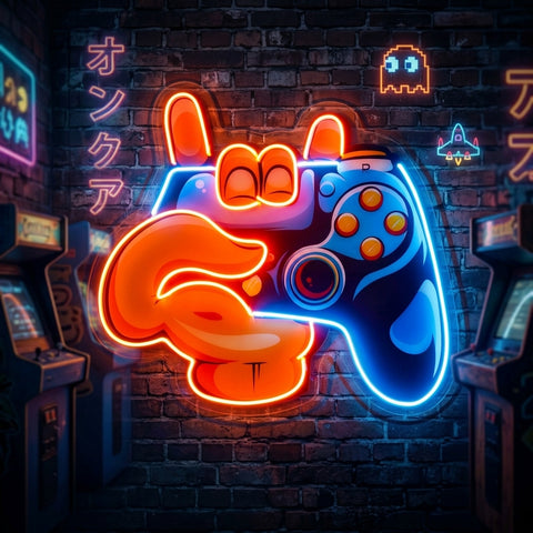 Hand Holding Game LED Neon Sign Light Pop Art