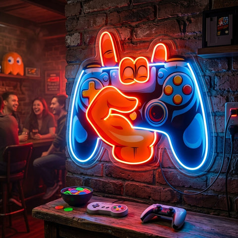Hand Holding Game LED Neon Sign Light Pop Art