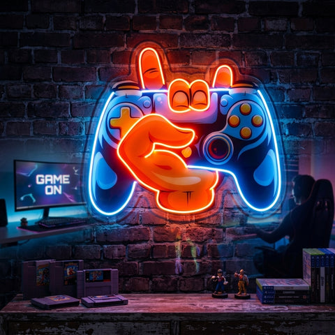 Hand Holding Game LED Neon Sign Light Pop Art