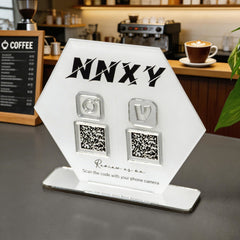 Custom Double QR Code Hexagon Stand Layout B