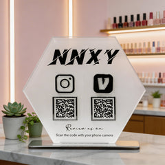 Custom Double QR Code Hexagon Stand Layout B