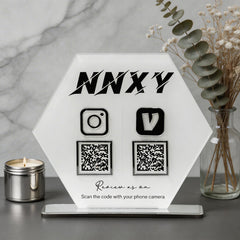 Custom Double QR Code Hexagon Stand Layout B