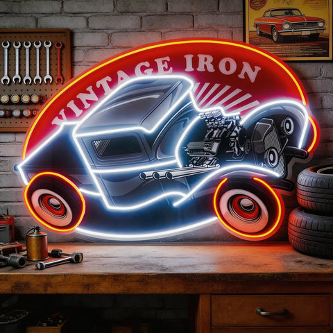 Amazing Black Hotrod Truck LED Neon Sign Light Pop Art