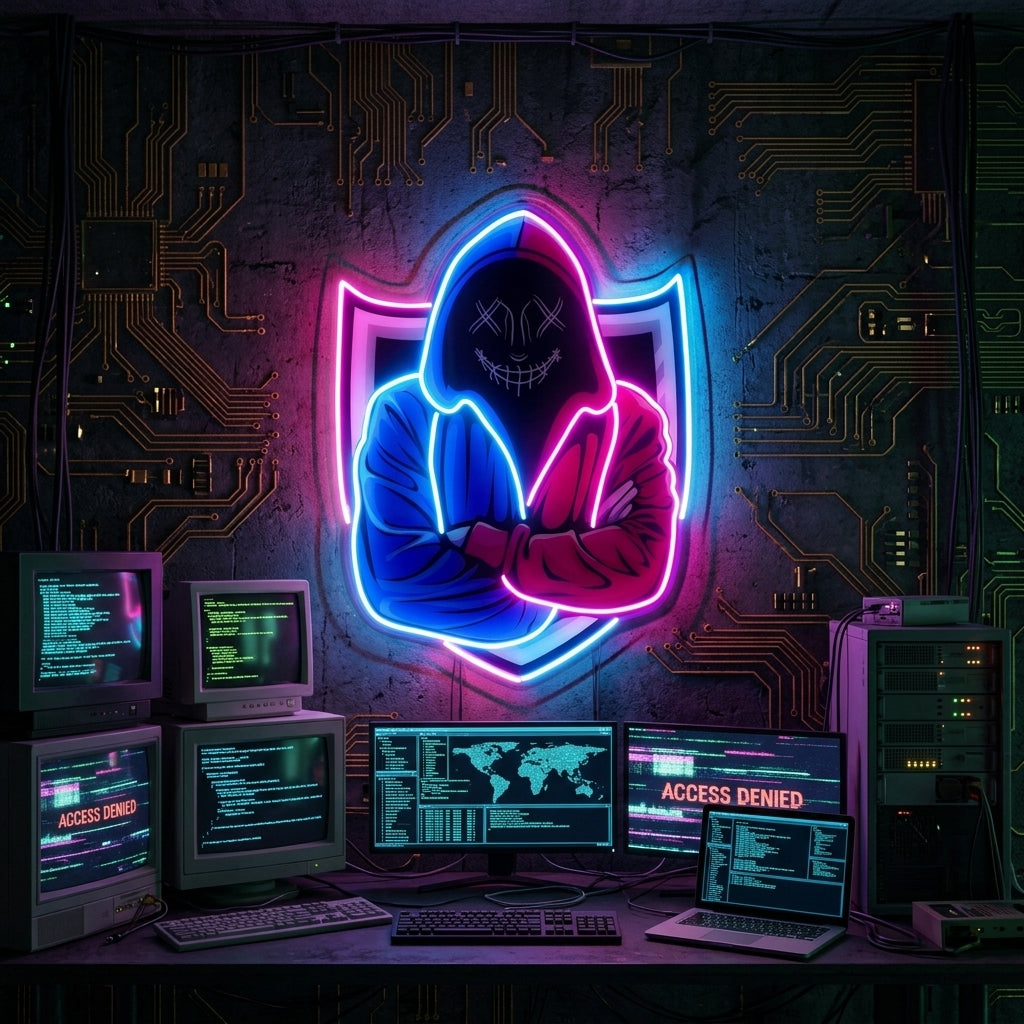 Hacker Mascot LED Neon Sign Light Pop Art