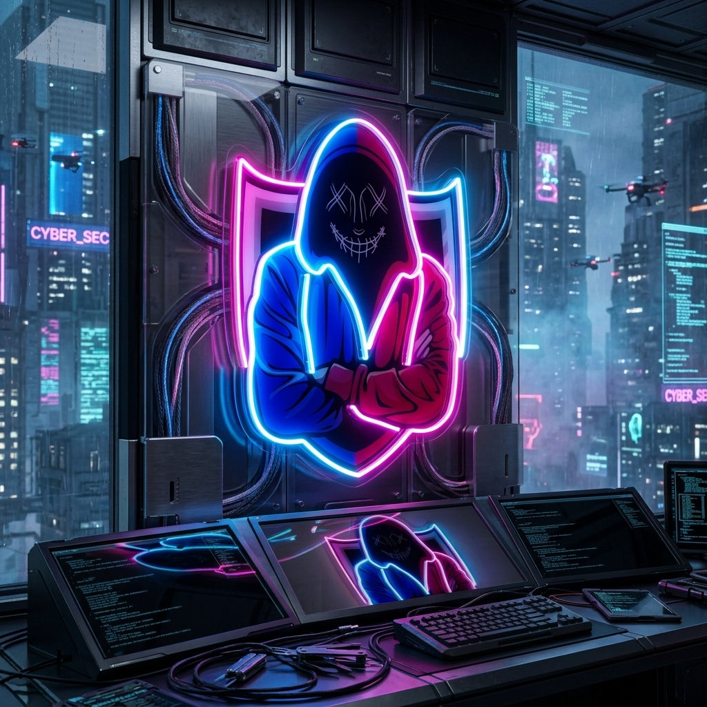 Hacker Mascot LED Neon Sign Light Pop Art