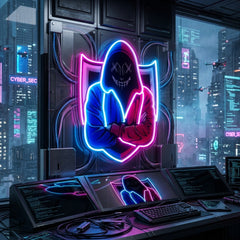 Hacker Mascot LED Neon Sign Light Pop Art