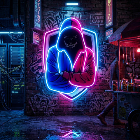 Hacker Mascot LED Neon Sign Light Pop Art