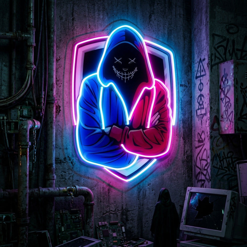 Hacker Mascot LED Neon Sign Light Pop Art