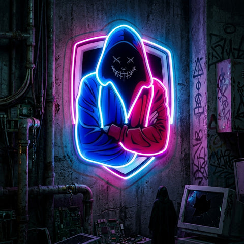 Hacker Mascot LED Neon Sign Light Pop Art