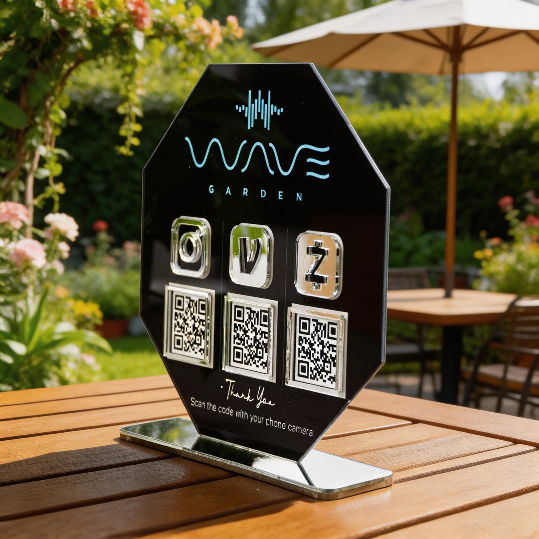 Custom Triple QR Code Octagon Stand