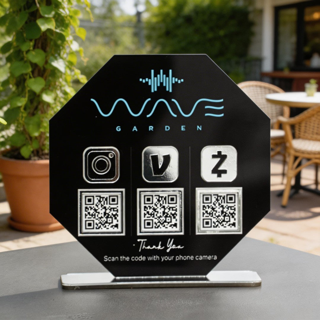 Custom Triple QR Code Octagon Stand