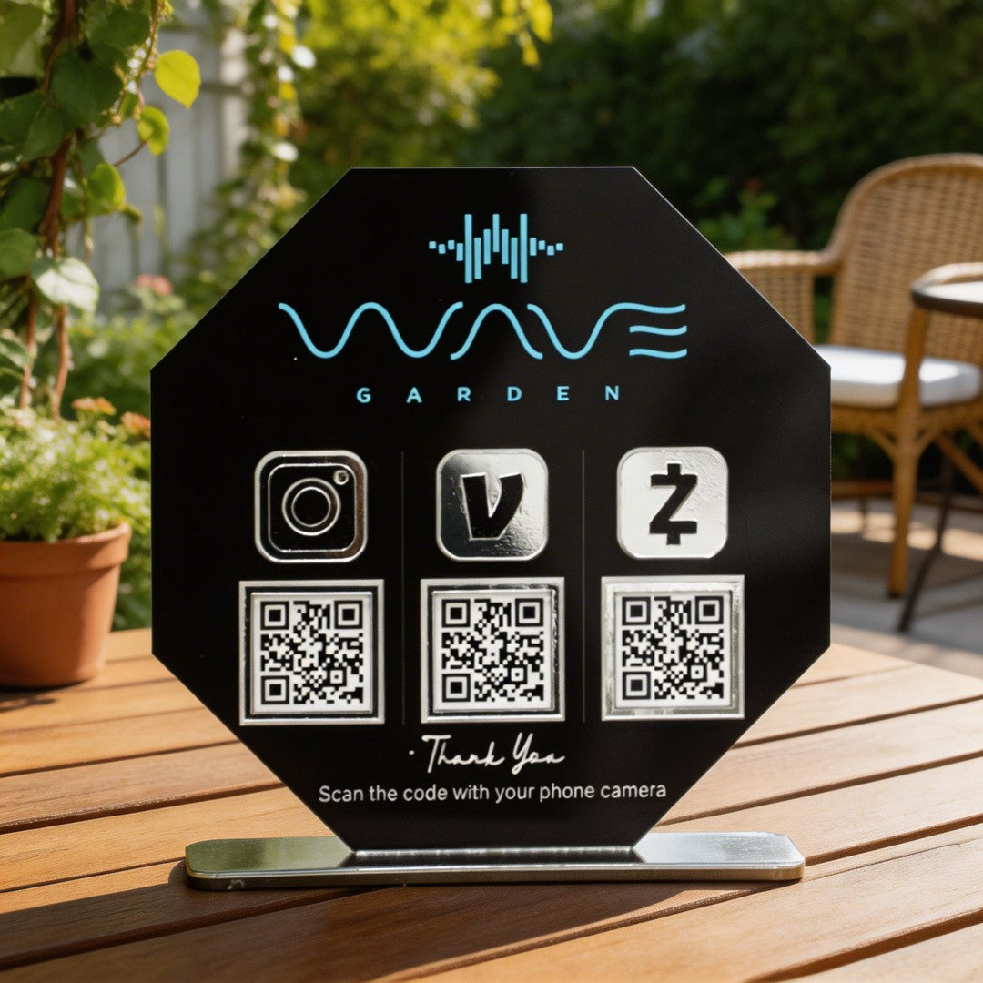 Custom Triple QR Code Octagon Stand