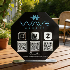 Custom Triple QR Code Octagon Stand