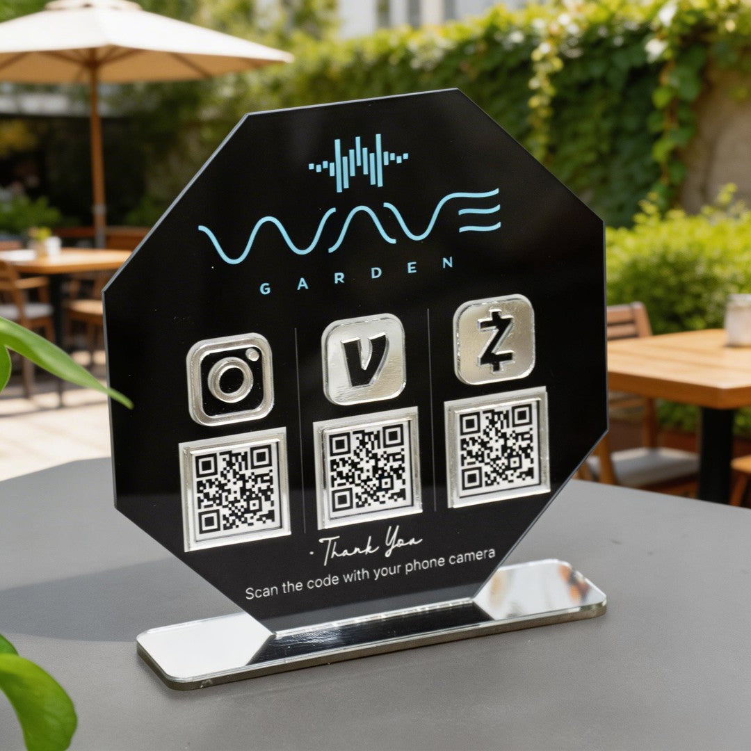 Custom Triple QR Code Octagon Stand