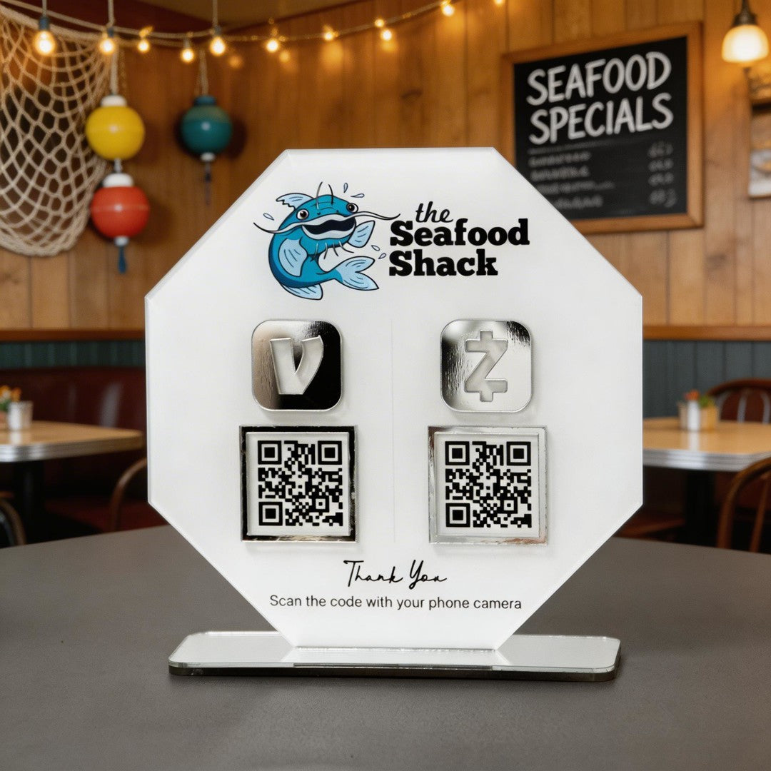 Custom Double QR Code Octagon Stand Layout A