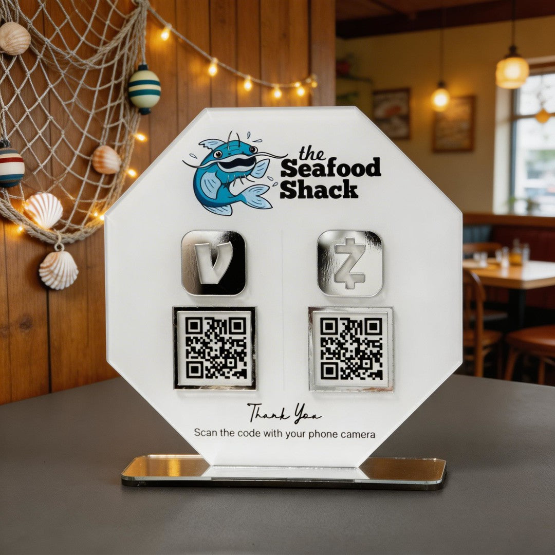 Custom Double QR Code Octagon Stand Layout A