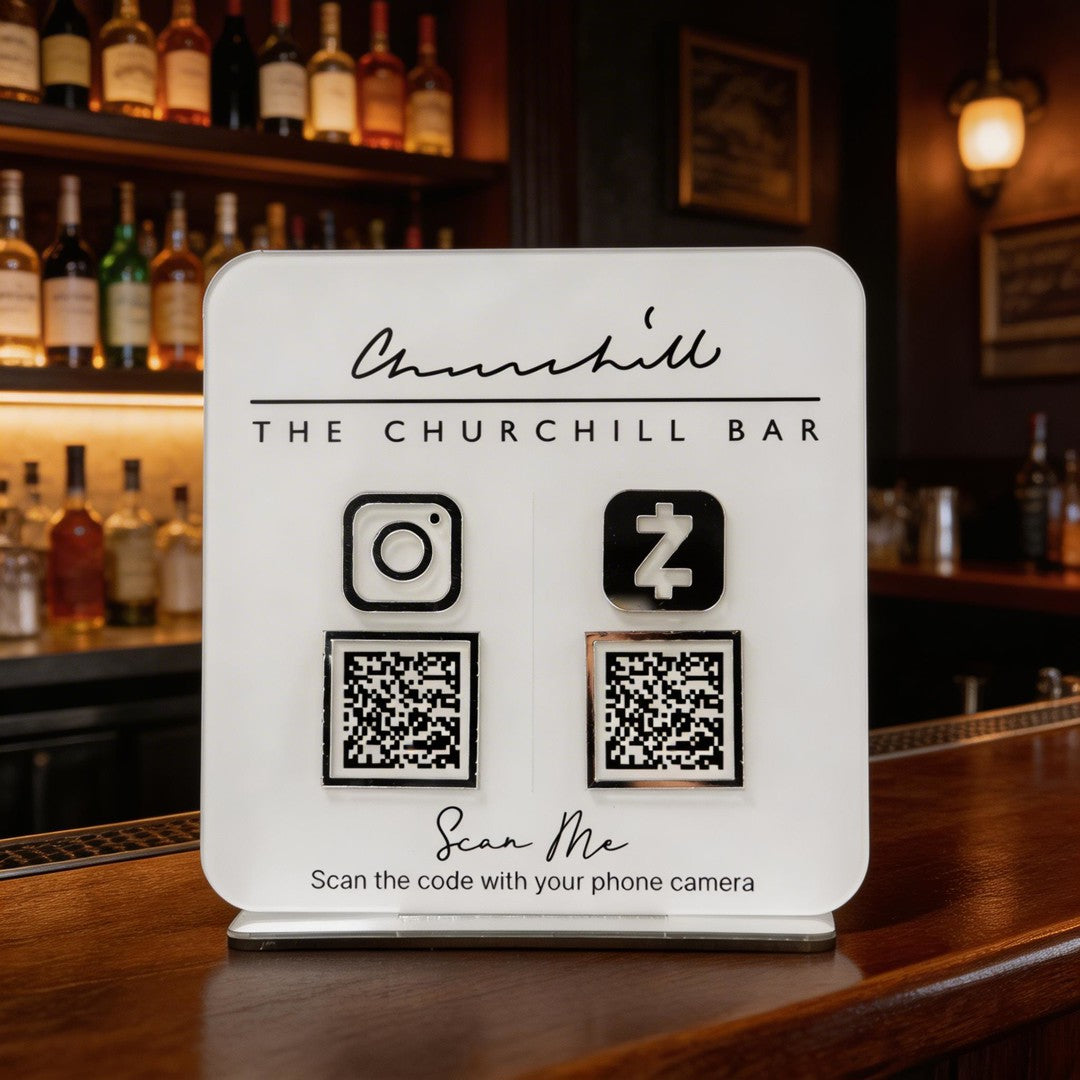 Custom Double QR Code Square Stand Layout B