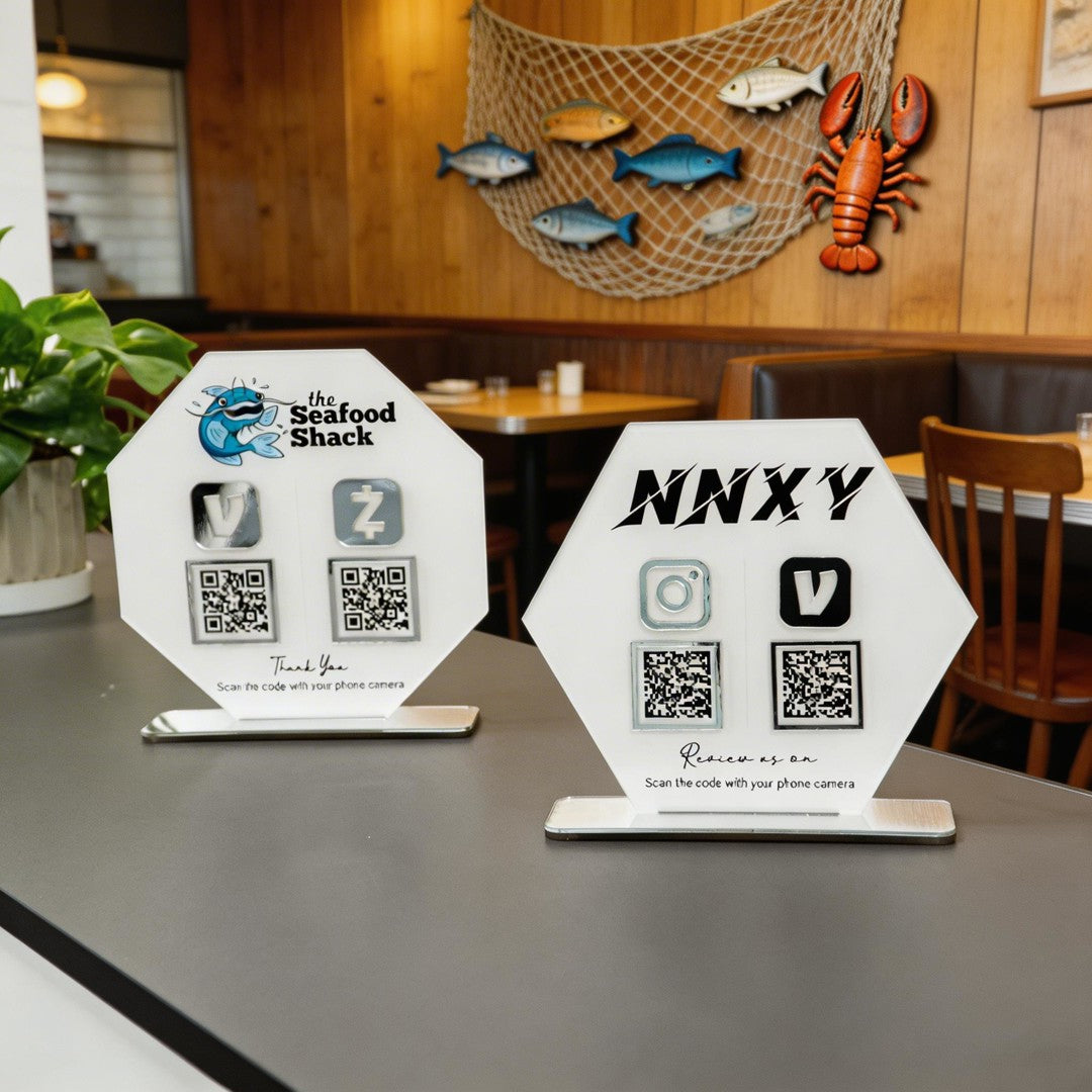 Custom Double QR Code Octagon Stand Layout B
