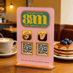 Custom Double QR Code Vertical Rectangle Stand Layout A