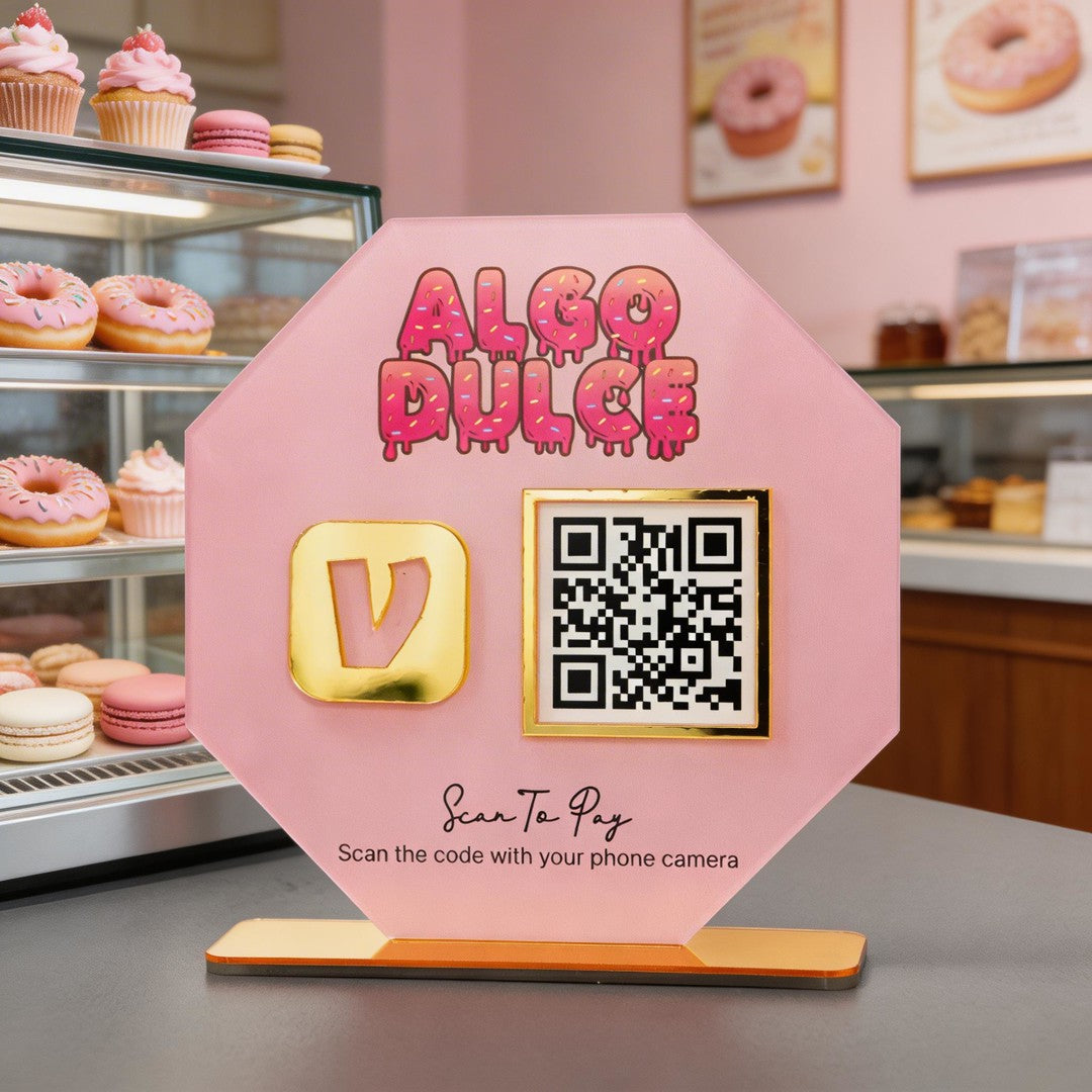 Custom Single QR Code Octagon Stand