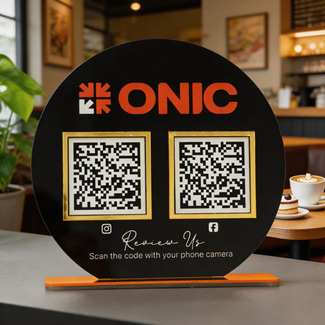Custom Double QR Code Circle Stand Layout A