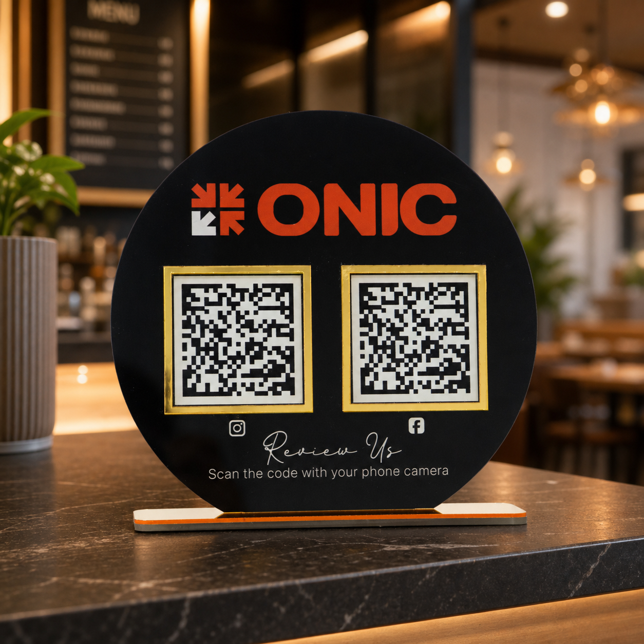 Custom Double QR Code Circle Stand Layout A