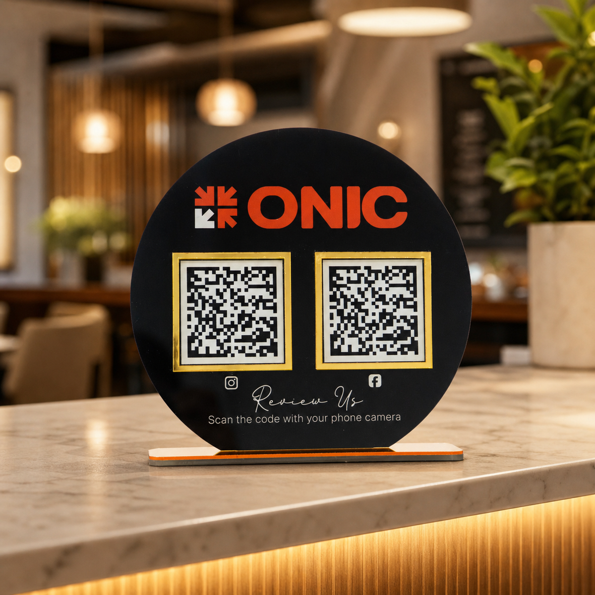 Custom Double QR Code Circle Stand Layout B