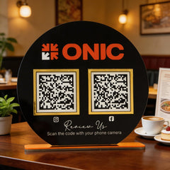 Custom Double QR Code Circle Stand Layout B