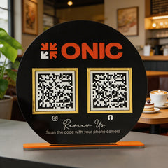 Custom Double QR Code Circle Stand Layout A