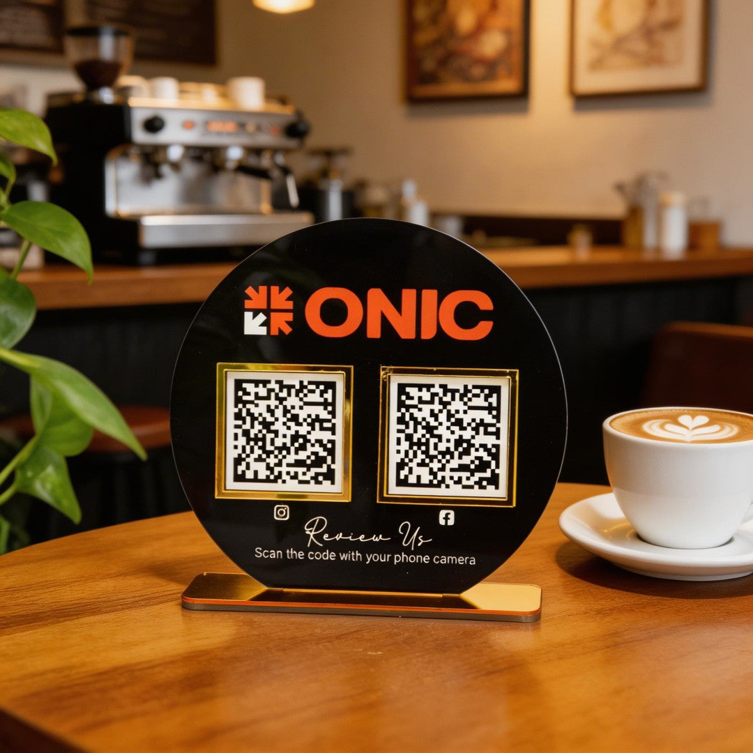 Custom Double QR Code Circle Stand Layout A