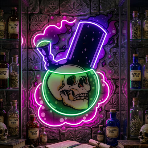 Bong Skull LED Neon Sign Light Pop Art