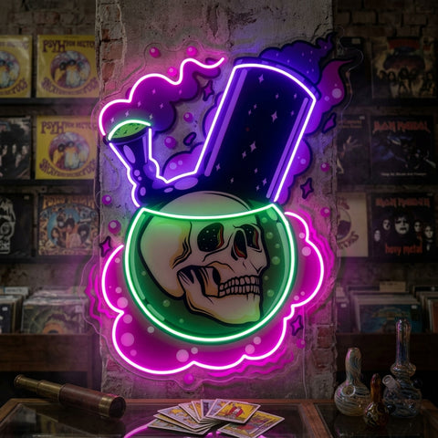 Bong Skull LED Neon Sign Light Pop Art