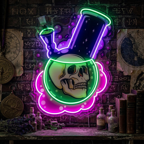 Bong Skull LED Neon Sign Light Pop Art