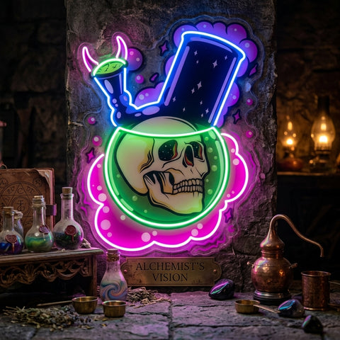 Bong Skull LED Neon Sign Light Pop Art